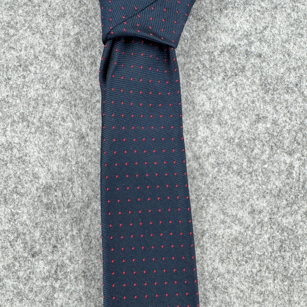 Stafford Tie Mens OS Navy Blue Red Micro Dot Italian Silk USA Made EUC
